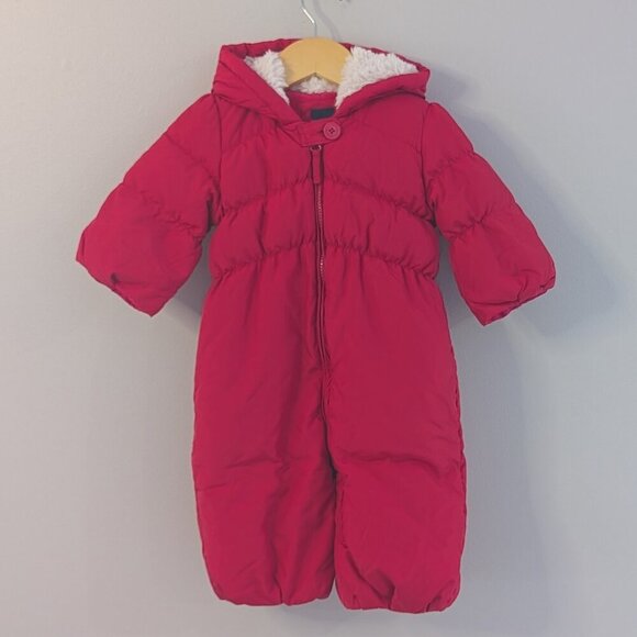 ๐ 2 for 30 ๐ Gap Pink Puffer Bunting Suit | 6โ12M | Winter One-Piece Snowsuit - Picture 1 of 7